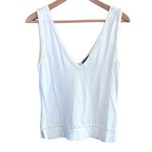 Votre Nom Collection Size MEDIUM Sequin V Neck Rayon Blend Cream Sleeveless Top